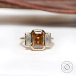 Vintage inspired three stone ring in 14K yellow gold