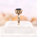 Side profile of Asscher cut moissanite ring in 10K yellow gold