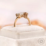 Minimal two stone engagement ring glossy yellow gold