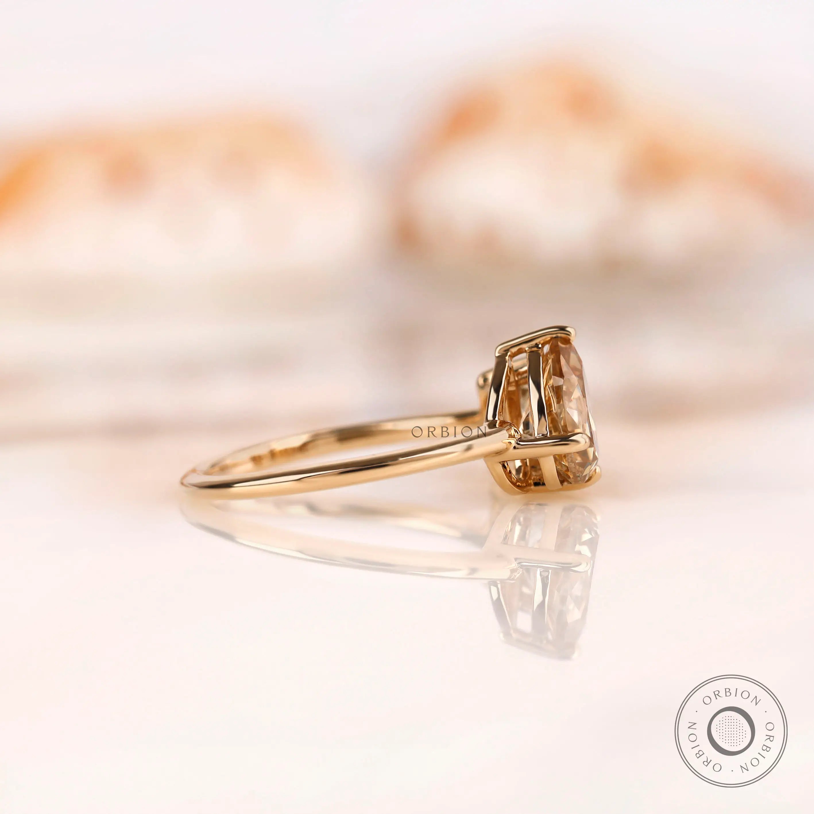 toi et moi double stone ring solid yellow gold angle view