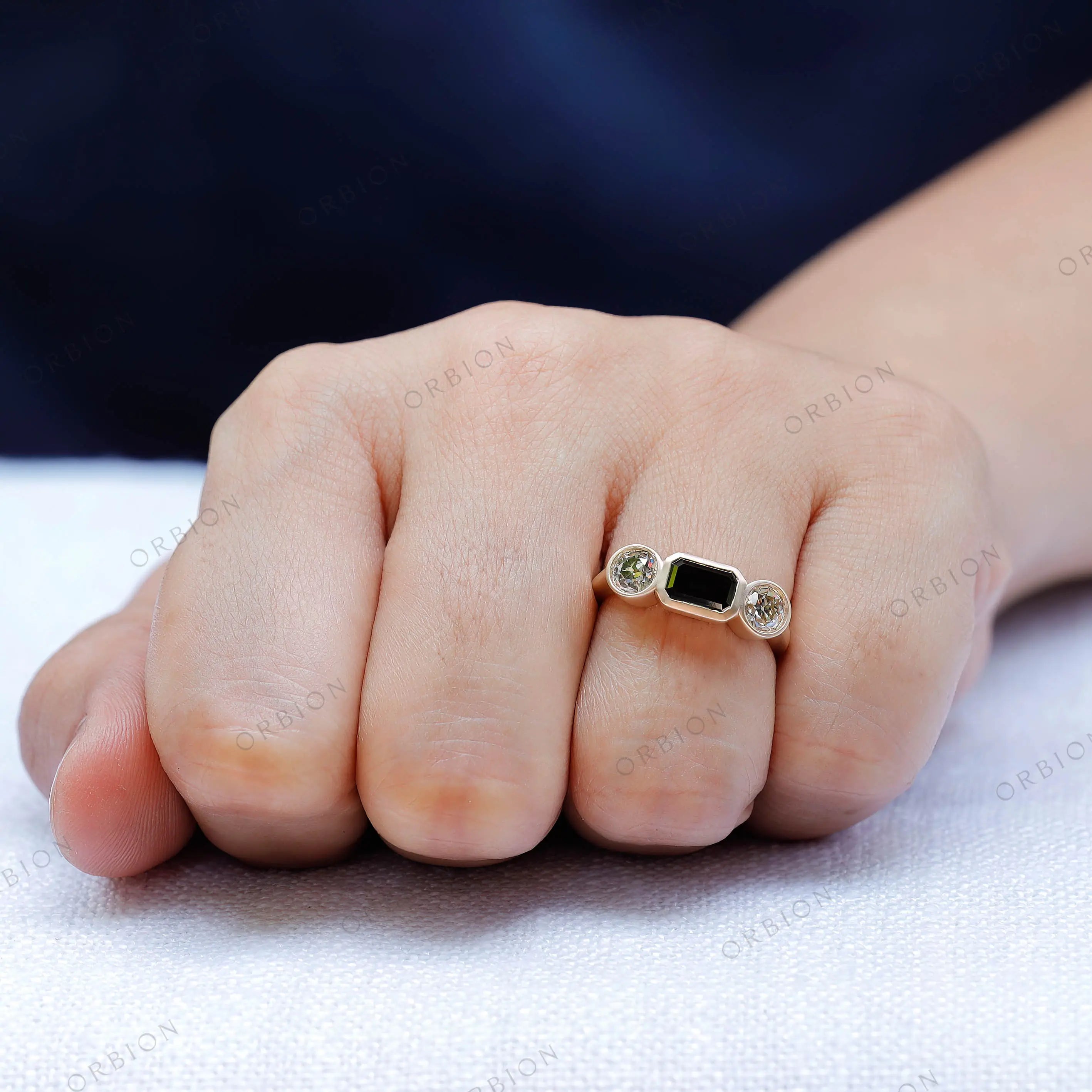 Matte 14K yellow gold vintage engagement ring