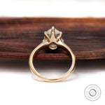 Back view of pear moissanite solitaire ring showing gallery structure