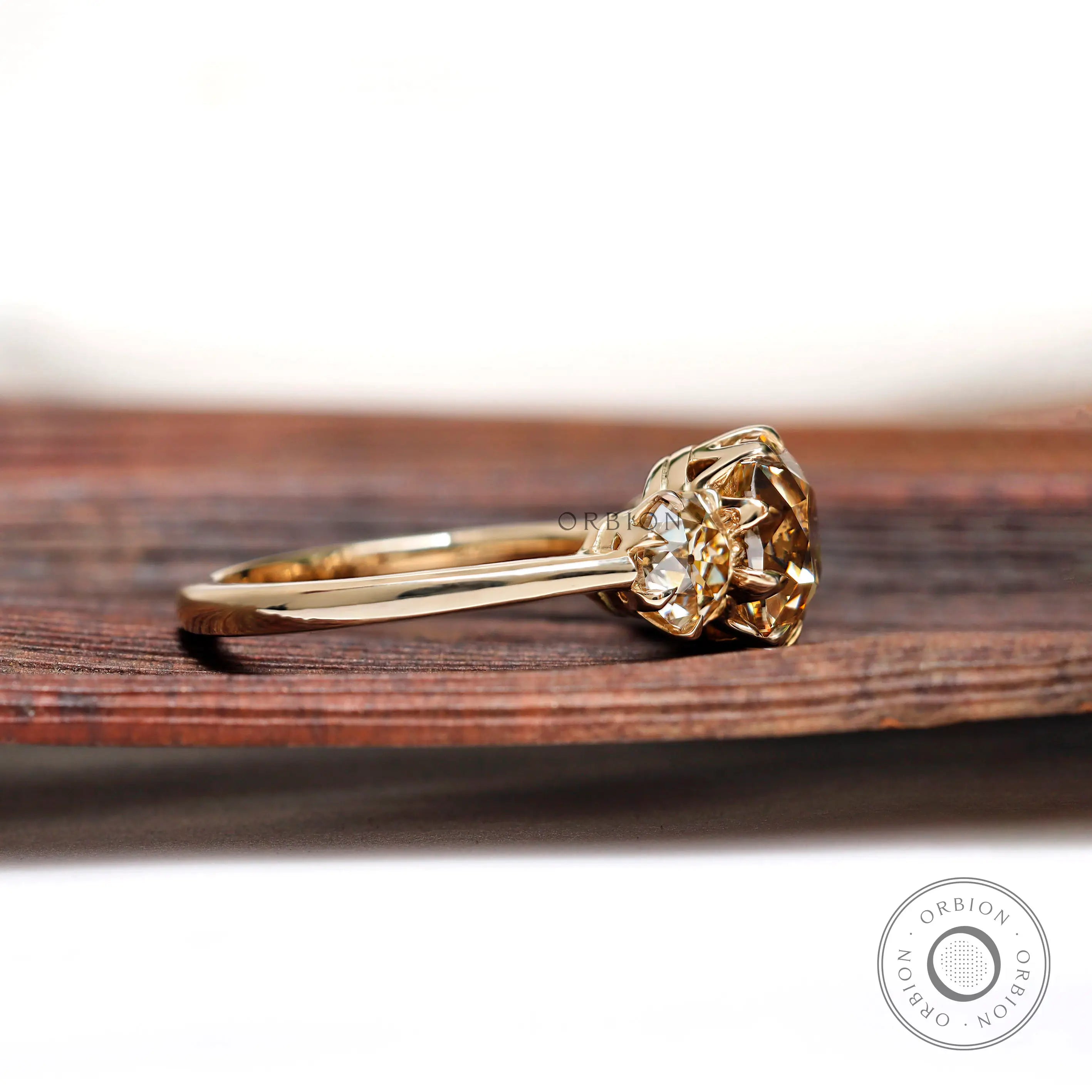 Side profile showing prong setting and stone height