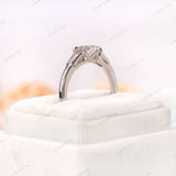 Glossy 10k white gold solitaire ring with tapered baguettes 
