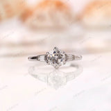 Vintage old european cut three stone engagement ring in 10k white gold  