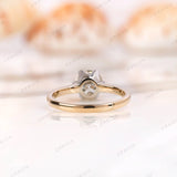 Back view of the Old European Cut Moissanite solitaire ring, emphasizing the detailed bezel setting in dual-tone 10K gold.