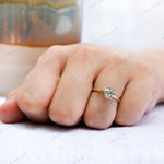 Hand shot of the Old European Cut Moissanite solitaire engagement ring