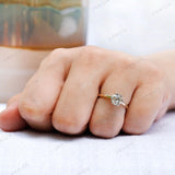 Hand shot of the Old European Cut Moissanite solitaire engagement ring
