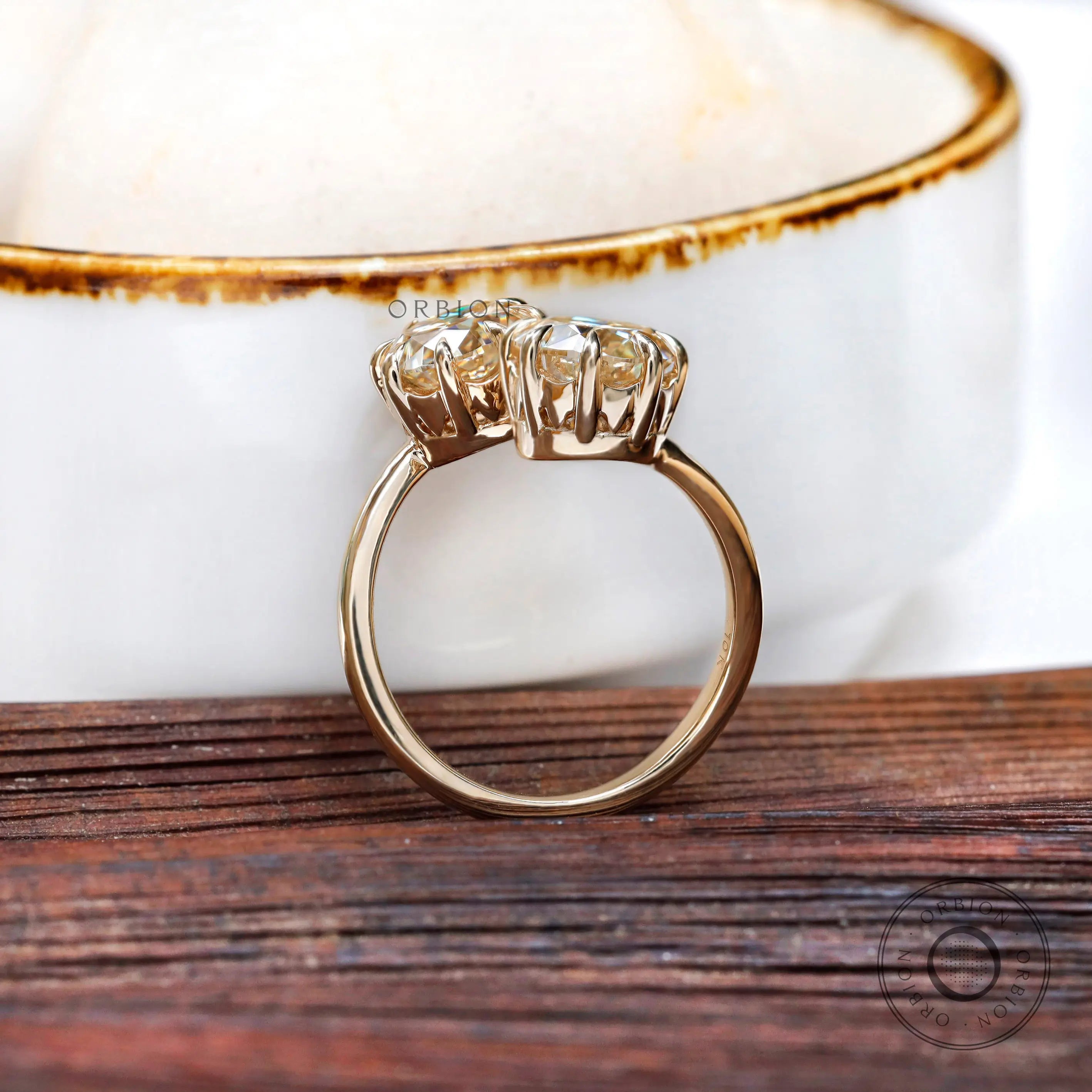 Modern toi et moi engagement ring with old European cut
