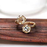Toi et moi moissanite open engagement ring in 10k yellow gold
