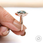 14k Rose Gold Marquise Blue Green Moissanite Engagement Ring Polished Band