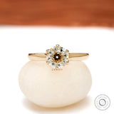 Light Champagne Round Old European Cut Moissanite Engagement Ring in 10K Yellow Gold