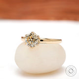 Light Champagne Round Old European Cut Moissanite Engagement Ring in 10K Yellow Gold