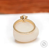 Light Champagne Round Old European Cut Moissanite Engagement Ring in 10K Yellow Gold