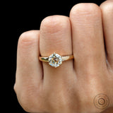 Light Champagne Round Old European Cut Moissanite Engagement Ring in 10K Yellow Gold