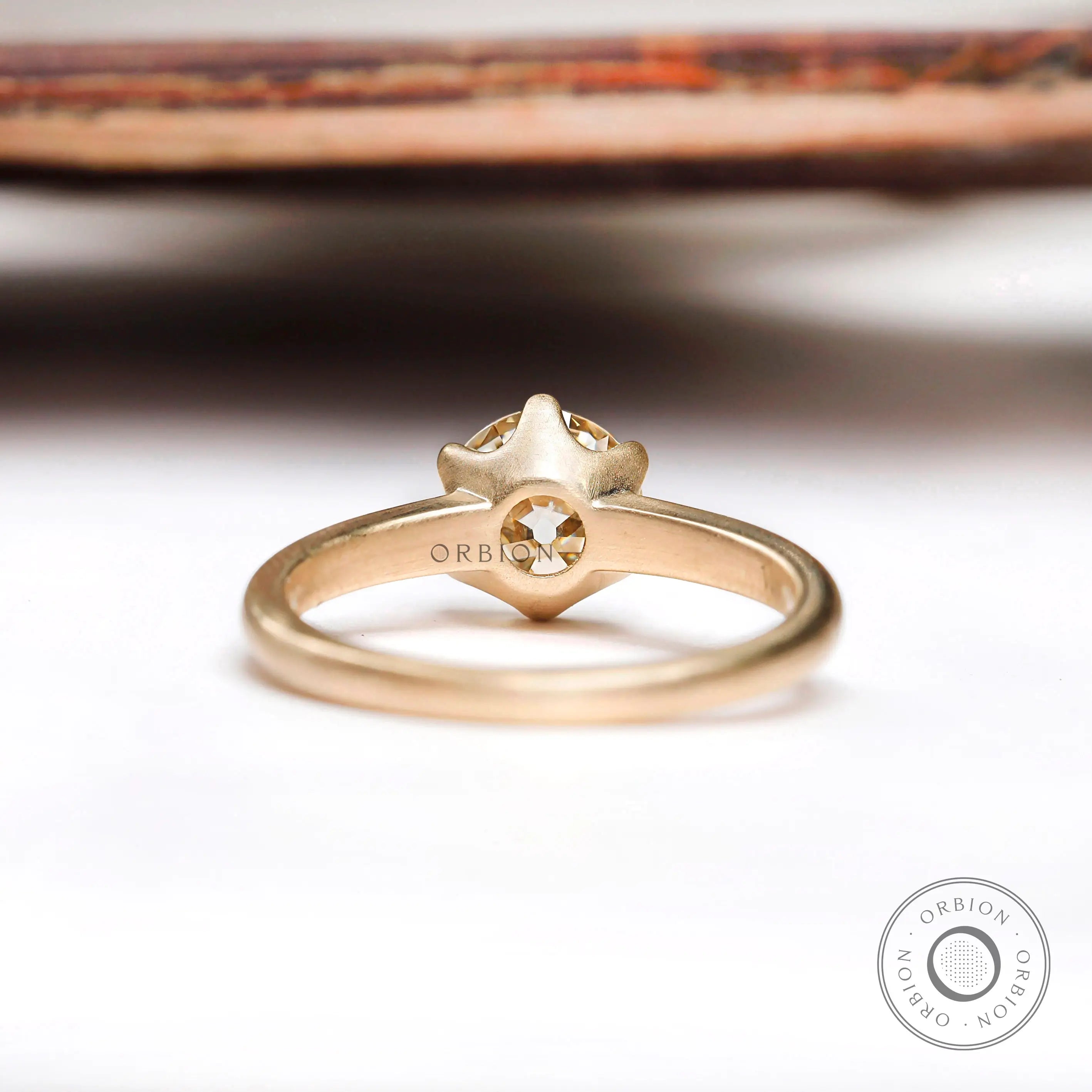 Under gallery detail of old European cut solitaire setting