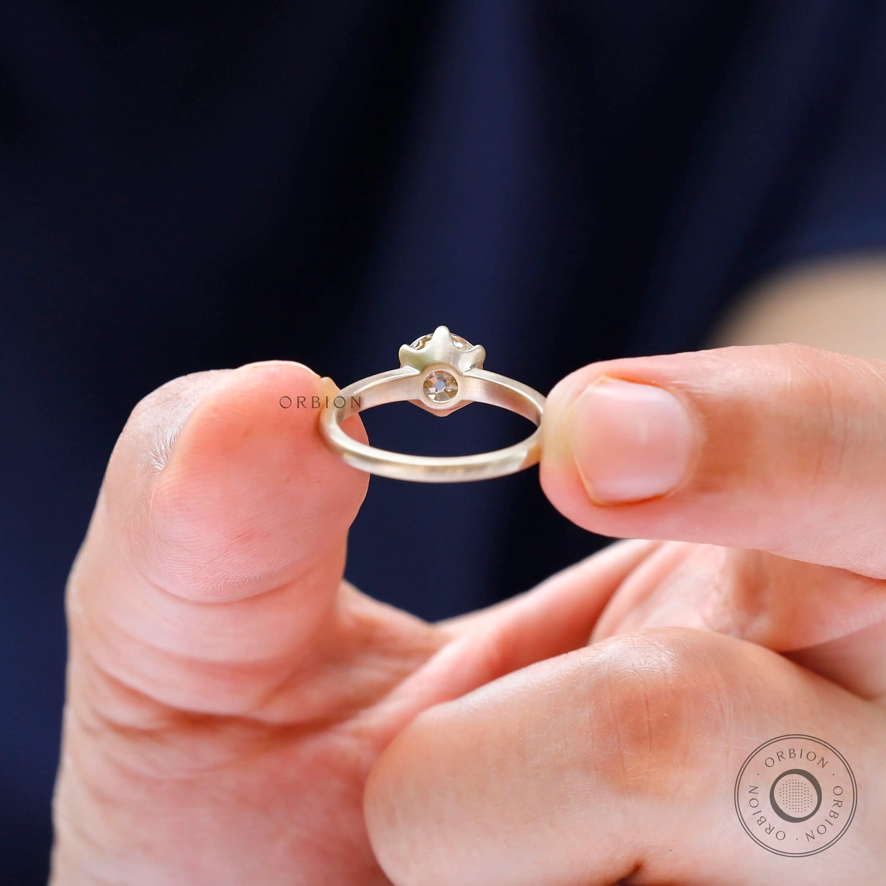 Classic prong set champagne moissanite solitaire ring