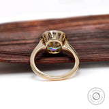 Back gallery view of champagne moissanite bezel engagement ring