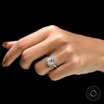 Old mine cut champagne elongated cushion engagement ring on fingure