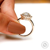 Old mine cut champagne elongated cushion engagement ring front view