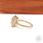 Champagne moissanite elongated cushion halo ring side view