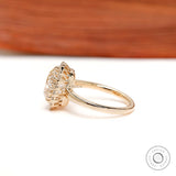 Champagne moissanite elongated cushion halo ring side view