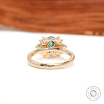 Rear view of floral cluster gallery in yellow gold band
