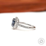 Pave band white gold halo engagement ring