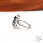 Oval blue moissanite ring multiple prong setting