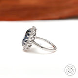 Oval blue moissanite ring multiple prong setting