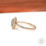 Blue green moissanite ring slim band design