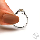 Yellowish champagne moissanite halo ring front view