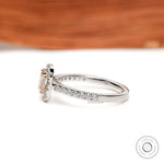 Pave band halo engagement ring white gold