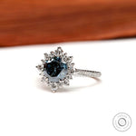 Pave band moissanite halo engagement ring side profile