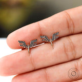 Valkyrie flying guardian angel stud earrings in 18K rose gold with black moissanite