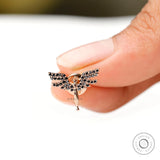 Symbolic angel stud earrings with black moissanite accent stones