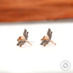 Guardian angel valkyrie stud earrings with black moissanite stones