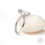 Low profile view of radiant diamond ring band