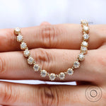 Georgian style floating diamond necklace matte yellow gold front view