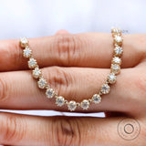 Georgian style floating diamond necklace matte yellow gold front view