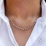 Necklace worn on neck showing layered statement styling