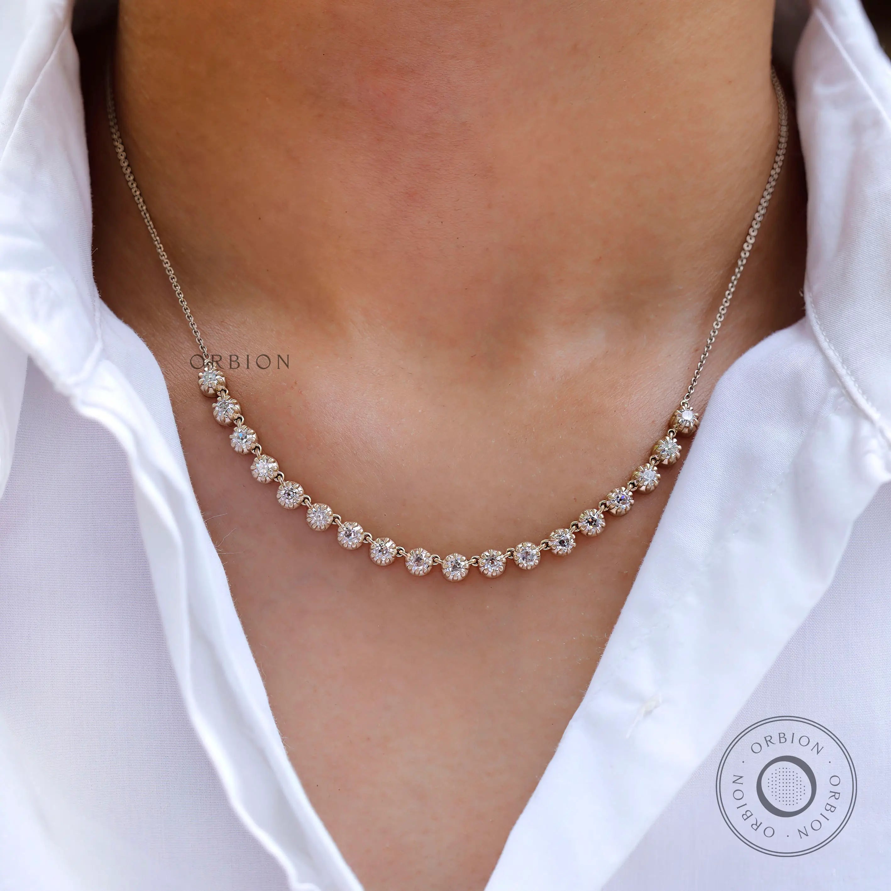Necklace worn on neck showing layered statement styling