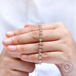 Detailed view of 3mm old cut diamonds in structured chain
