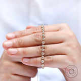 Detailed view of 3mm old cut diamonds in structured chain