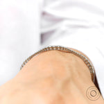 Interior profile of solid gold diamond bangle bracelet with hidden clasp