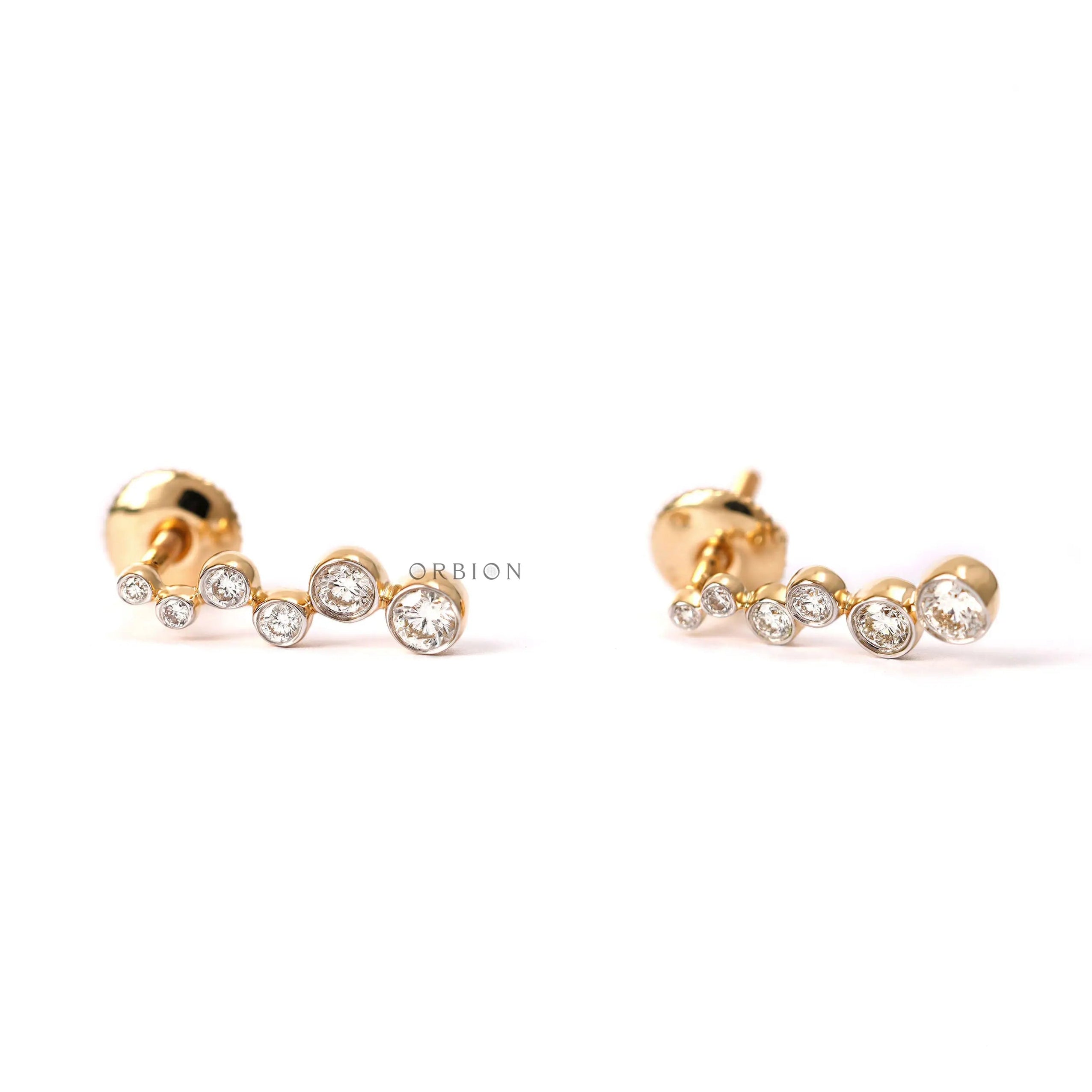 Bezel set bubble drop lab diamond stud earrings