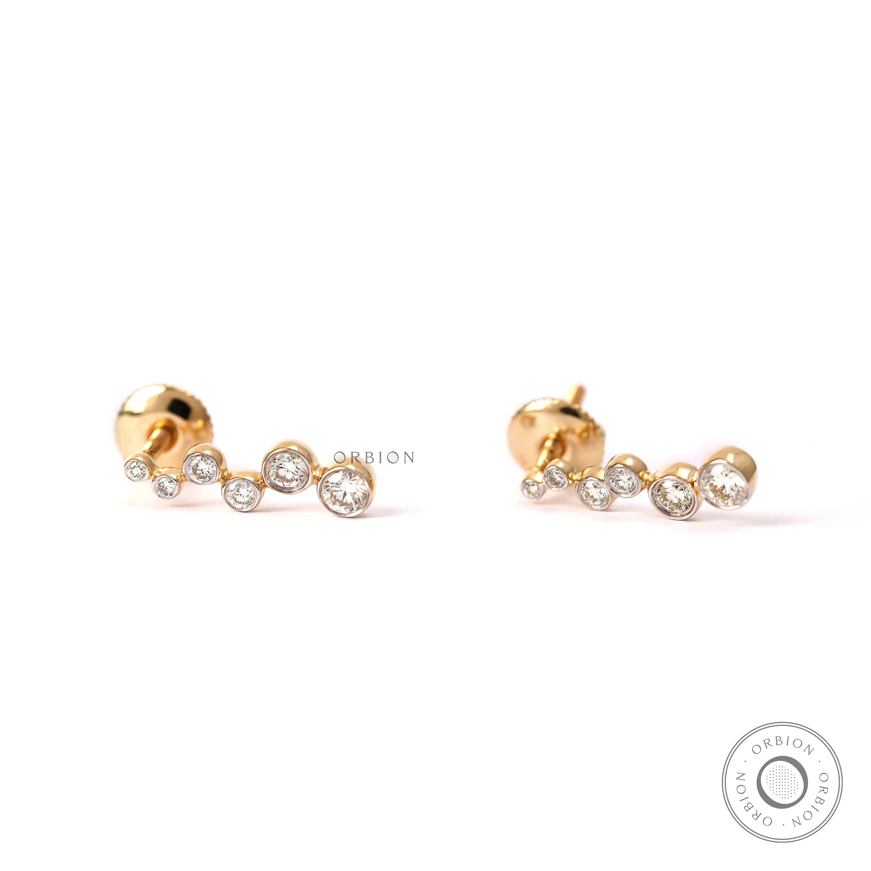Bezel set bubble drop lab diamond stud earrings