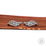 18K white gold round lab grown diamond cluster huggie hoop earrings
