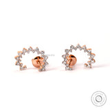 Open circle round lab diamond stud earrings in 10k rose gold