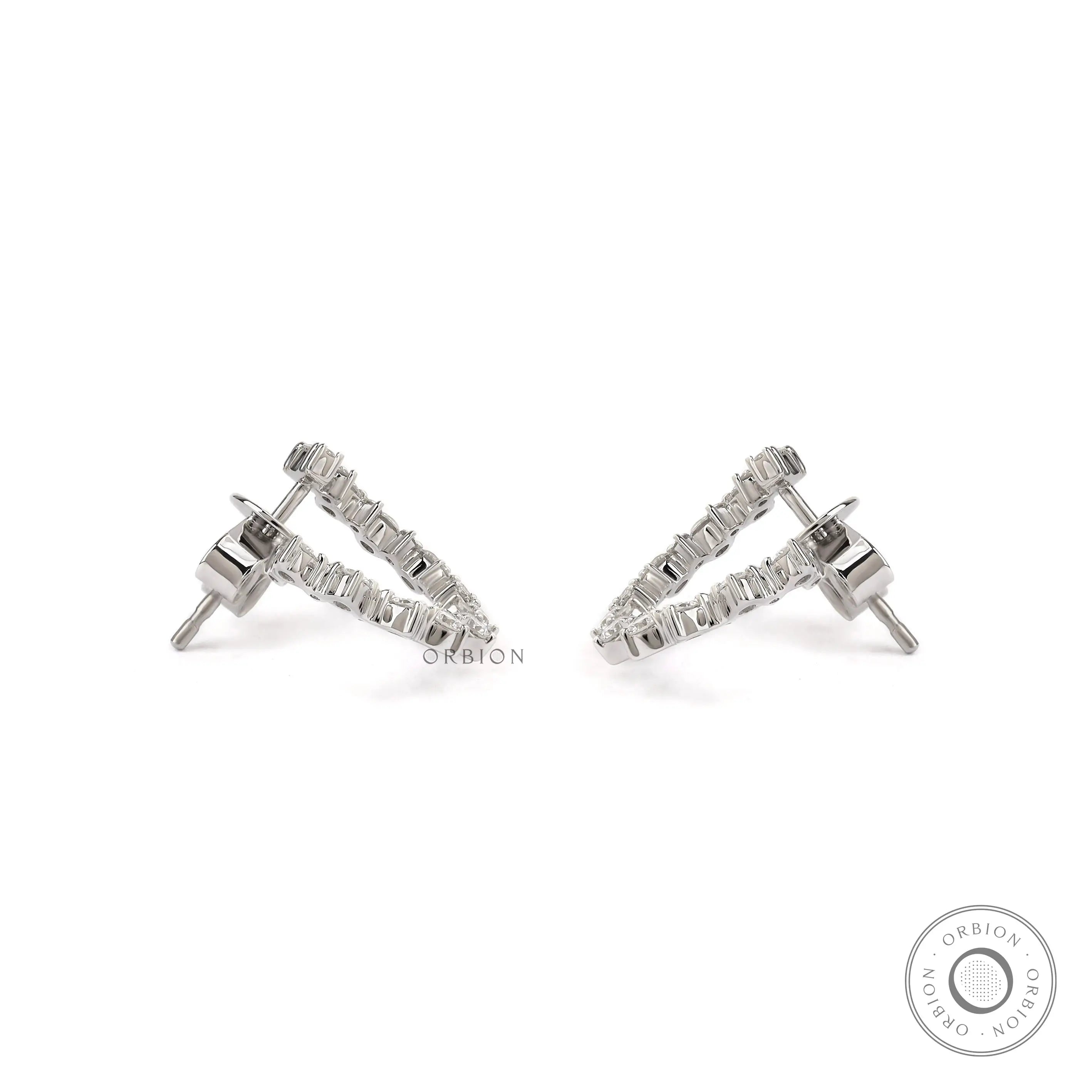 Open circle round lab grown diamond stud earrings in white gold
